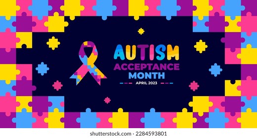 Autism Acceptance Month background for banner design template celebrate in april.