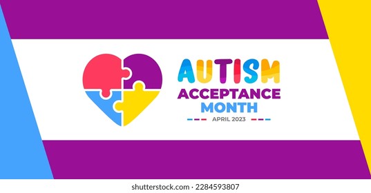 Autism Acceptance Month background for banner design template celebrate in april.