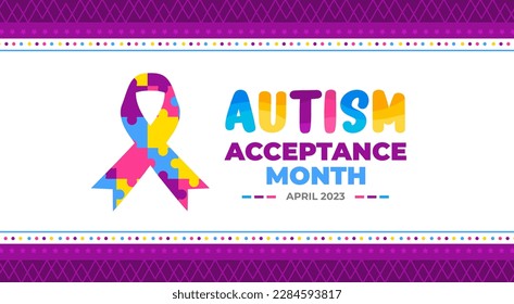 Autism Acceptance Month background for banner design template celebrate in april.