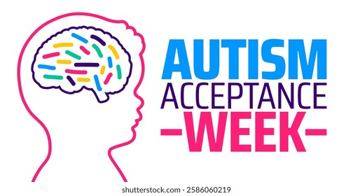 Autism Acceptance Week background banner or poster design template. observed every year in March. Holiday concept. Use to any Template, card, poster, placard, template.