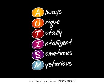 AUTISM - Always Unique Totally Intelligent Sometimes Mysterious, acronym concept