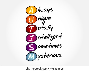 AUTISM - Always Unique Totally Intelligent Sometimes Mysterious, acronym concept