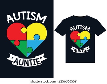 Autism Auntie illustrations for print-ready T-Shirts design