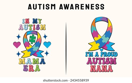 Autism awareness, Autism, In April we wear blue, Autism shirt design, Autism awareness T Shirt Design Bundle.