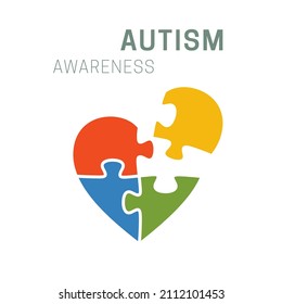 Autism awareness banner with colored heart-shaped puzzle.