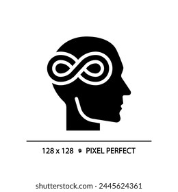 Autism awareness black glyph icon. Intellectual disability, cognitive development. Social interaction issues. Silhouette symbol on white space. Solid pictogram. Vector isolated illustration