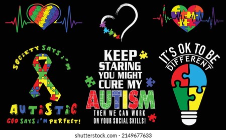 Autism Awareness Bundle, Autism awareness t shirt design vector illustration svg