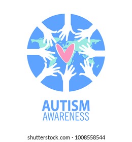 Autism awareness concept with human hands.