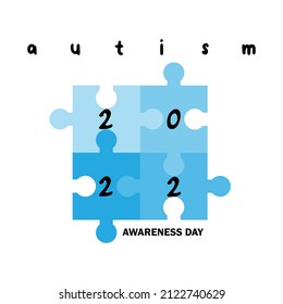 Autism awareness day. Blue puzzle