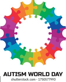 Autism Awareness Day. Colored puzzle gear vector logo