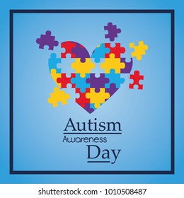 autism awareness day colorful puzzle heart shape