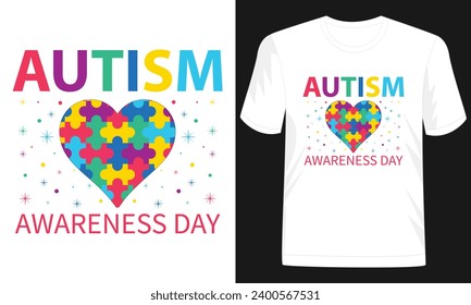 Autism Awareness Day Colorful T-shirt Design Vector Illustration