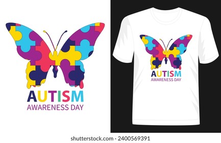 Autism Awareness Day Colorful T-shirt Design Vector Illustration