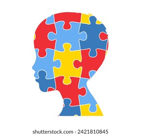 Autism Awareness Day Illustration Human Head Profile With Puzzle , Vector Illustration - Powered by Shutterstock - Get 15% off with code: PIKWIZARD15