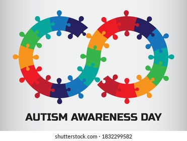 Autism Awareness Day. Infinity puzzle colorful vector