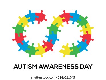 Autism Awareness Day. Infinity puzzle vector isolated on white background.