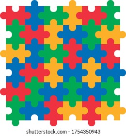 Autism Awareness Day. Jigsaw Puzzle Background Vector