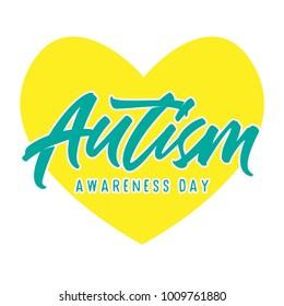 Autism Awareness Day With Love Background Lettering