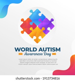 Autism Awareness Day  It's okay to be different  Colorful puzzle gradient color  Healthcare poster concept  Vector illustration white background