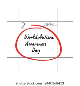 Autism Awareness Day. It's okay to be different - calendar date.