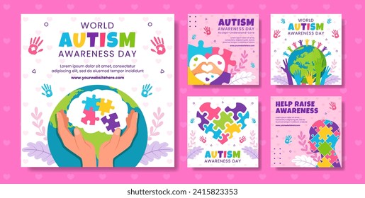 Autism Awareness Day Social Media Post Flat Cartoon Hand Drawn Templates Background Illustration
