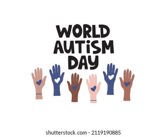 Ilustración vectorial del Día de Concienciación del Autismo. Cita con letras de soporte autista dibujada a mano sobre fondo blanco. Trastorno mental, tipografía de enfermedad psicológica. Plantilla para la impresión de camisetas.