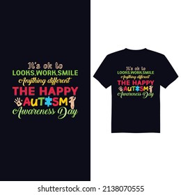 Autism awareness day vector t shirt design