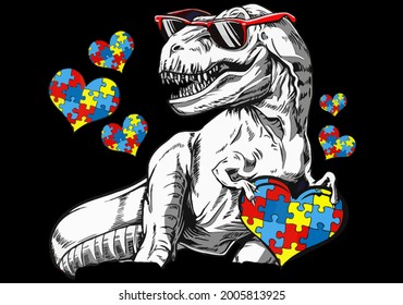 Autism Awareness Dinosaur vector design