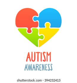 Autism awareness heart with jigsaw puzzle symbol.