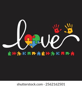 Autism Awareness Love Autism Puzzle Heart ASD Supporter 