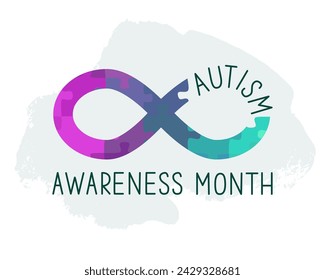 Autism Awareness Month or Autism Acceptance Month greeting banner.  World Autism Awareness Day.	