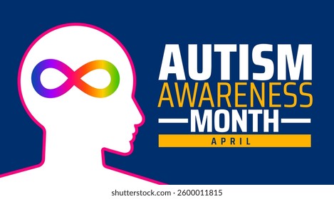 Autism Awareness Month background banner or poster design template. observed every year in  April. Holiday concept. Use to any Template, card, poster, placard, template.