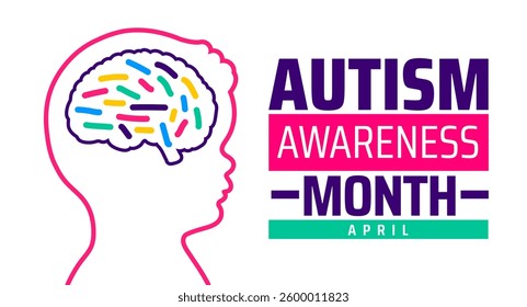 Autism Awareness Month background banner or poster design template. observed every year in  April. Holiday concept. Use to any Template, card, poster, placard, template.