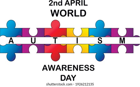 Autism Awareness Month. Multicolored puzzle. Healthcare concept. Vector illustration on white background