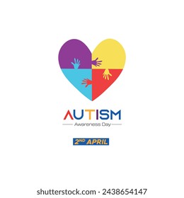 Autism Awareness Month. Multicolored Puzzle In The Form Of Heart. Vector Illustration On White Background