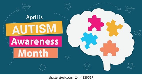 Autism awareness month. Social inclusion and acceptance of neurodiversity. Colorful banner. Observed in April.