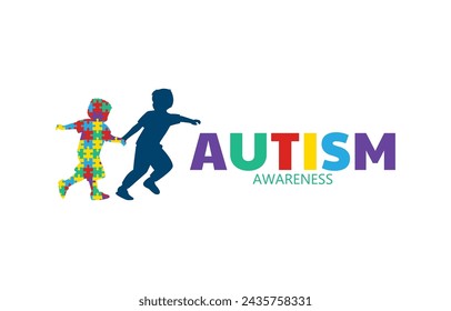 autism awareness with playing kids concept. vector illustration