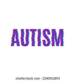 Autism awareness poster made with glitch noise pixel effect. Social interaction and communication disorder. Solidarity and support symbol. Medical concept.
