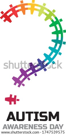 Autism awareness poster with a question mark of multicolored pieces	