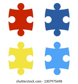 Autism Awareness Puzzle Pieces - Colorful puzzle pieces isolated on white background