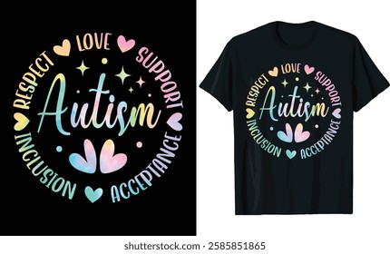 Autism Awareness Rainbow Circle T-Shirt Design