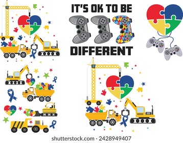 Autism Awareness retro video games gamer construction truck, Puzzle, Autism Ribbon Autism Quote , Autism, it is