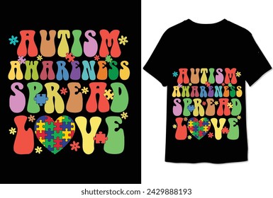 Autism awareness spread love colorful graphic tshirt autism tshirt design