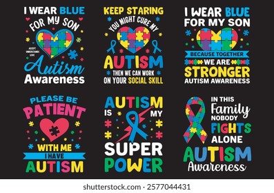 
Autism Awareness T-Shirt Designs Bundle for Families, Parents, and Supporters

