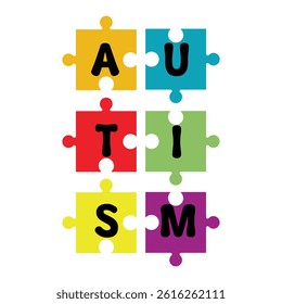 Autism - Autism Awareness Typography T-shirt Design Vector, Autistic Spectrum Disorder Illustration, Autism Awareness Puzzle Piece Clipart