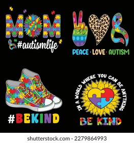 Autism Awareness Vector Illustrations, Autism Awareness t shirt design bundle