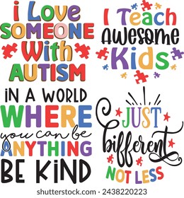 Autism Awareness Vector Illustrations, Autism Awareness t shirt design bundle