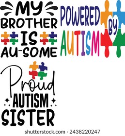 Autism Awareness Vector Illustrations, Autism Awareness t shirt design bundle