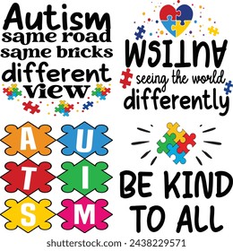 Autism Awareness Vector Illustrations, Autism Awareness t shirt design bundle