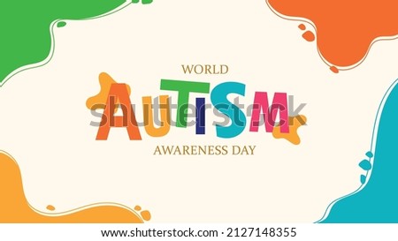 Autism Banner Template Design with Hand Drawn Cartoon Colorful Graphic Vector Design Ideas